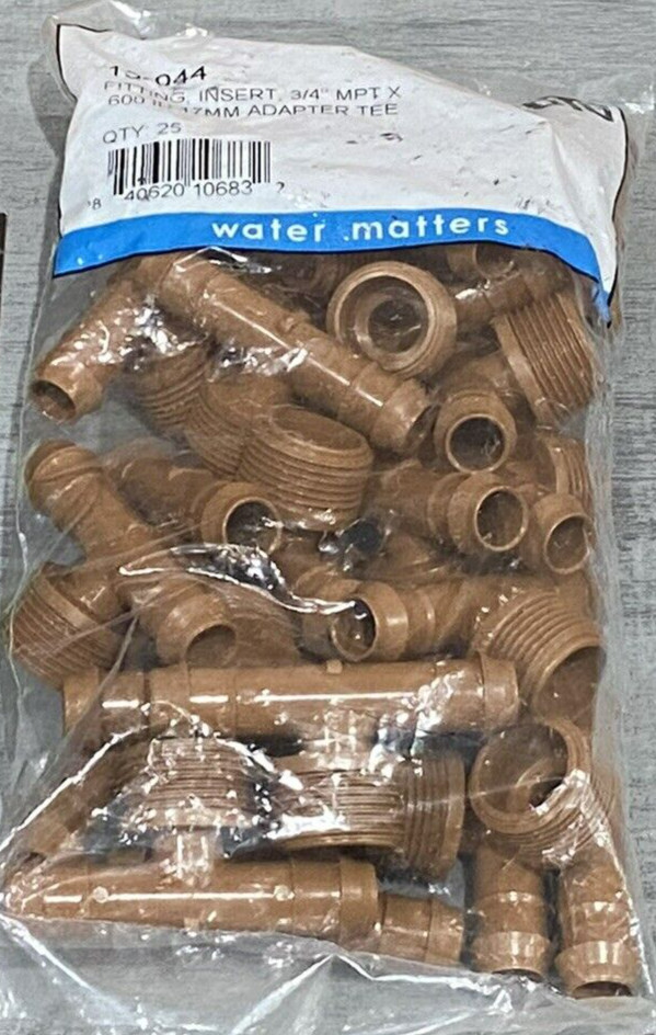 25-PACK 1/2" Barb Drip Tubing Adapter TEE Threaded Fitting 3/4" Tee x 17mm .600 gallery