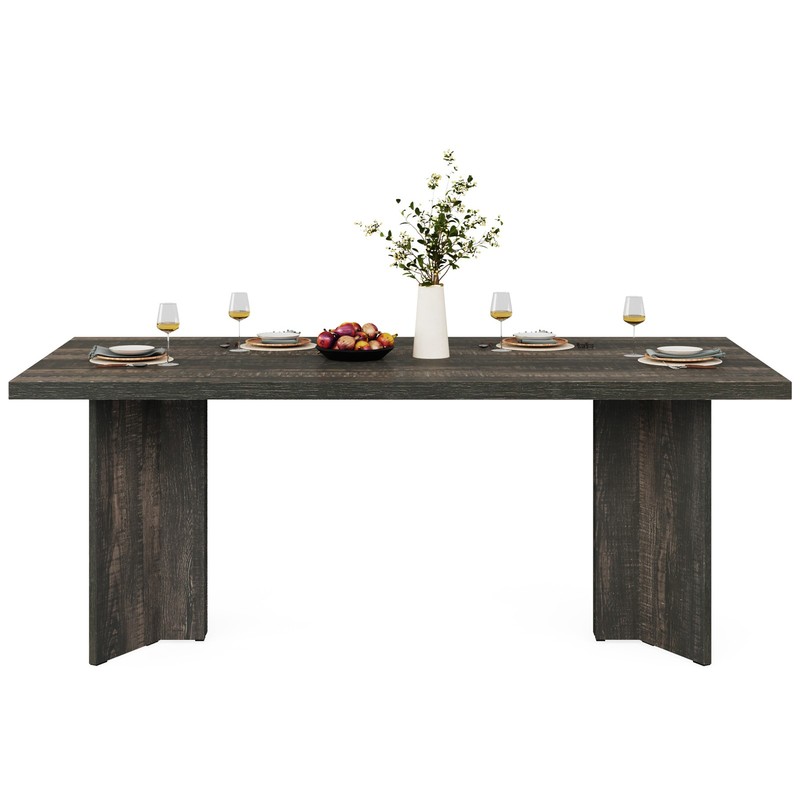 63 Inch Rectangular Dining Table Farmhouse Wooden Kitchen Table for 4-6 People gallery