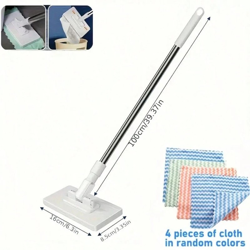 Mini Flat Mop with Long Handle Hands-Free Cloth Replacement Wall Window Cleaner gallery