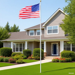 16FT Telescopic Flag Pole Kit Sectional Flag Pole Kit Outdoor Inground Flag Pole