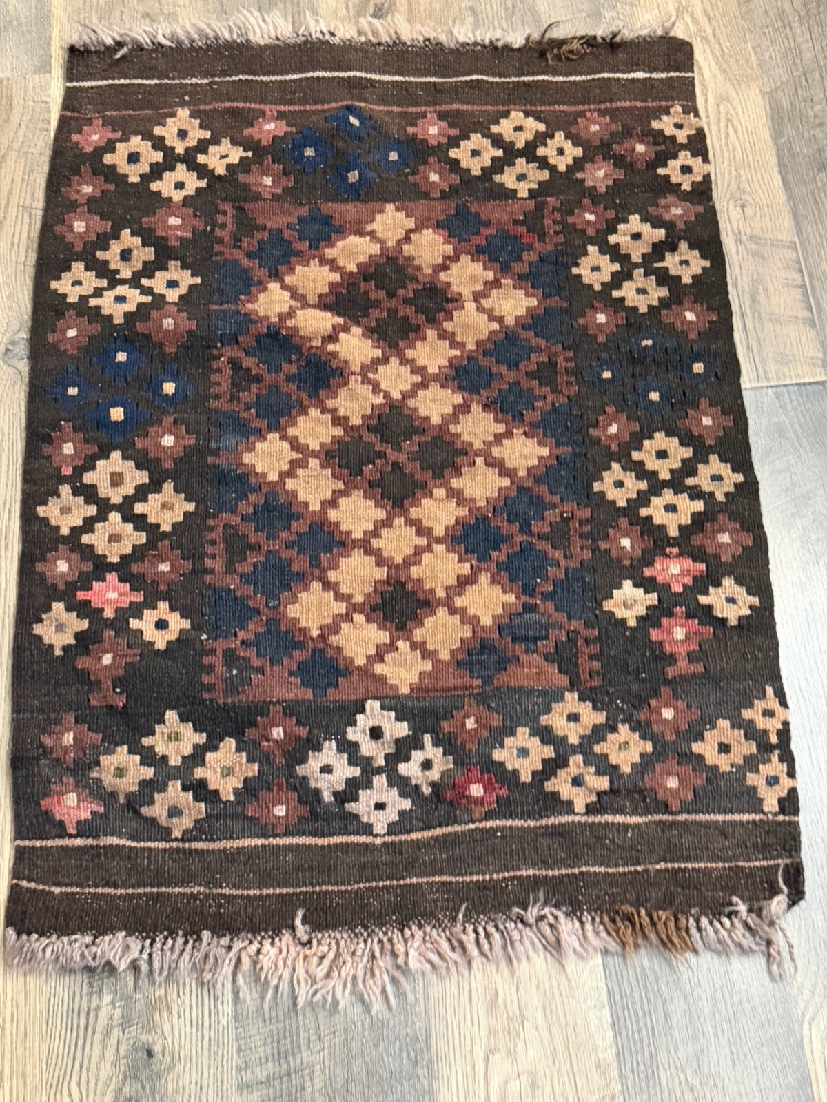 Rug 2 x 3 Rectangular area/ Browns Handmade in Mexico 100% wool. gallery