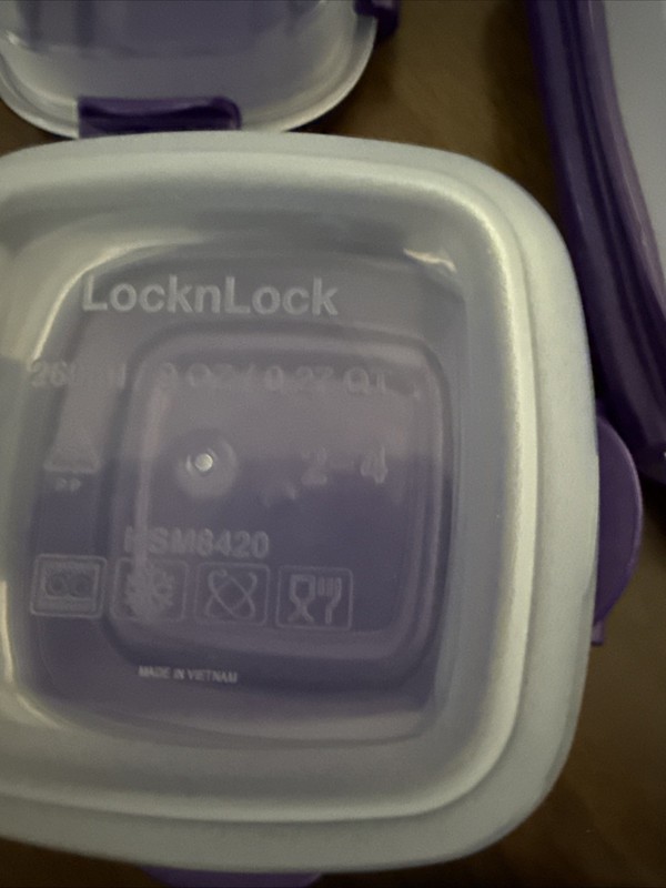 Lock n Lock Square Nesting Storage Containers. Set Of 6. Purple Lids. gallery