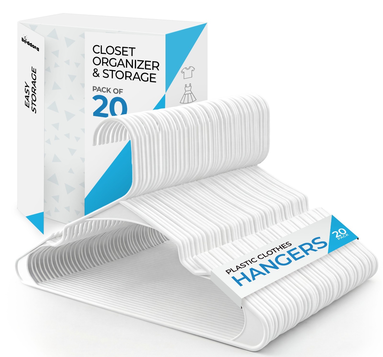 Heavy-Duty Non-Slip Plastic Clothes Hangers – 20/50 Pack, White & Black gallery