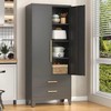 Metal Kitchen Pantry Storage Cabinet 47.3" 3 Shelves 2 Doors White gallery