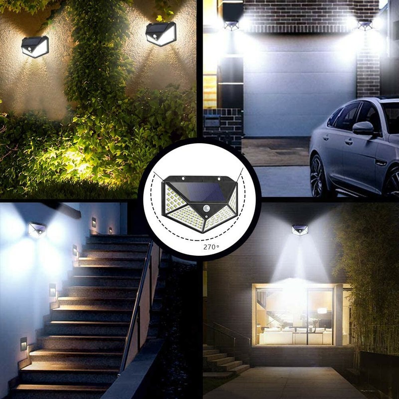 100 LED PIR Motion Sensor Wall Light Solar Power Waterproof Outdoor Garden Lamp gallery