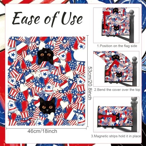 Patriotic Mailbox Covers Magnetic, American 250th Mailbox Cover Decor Black Cat gallery