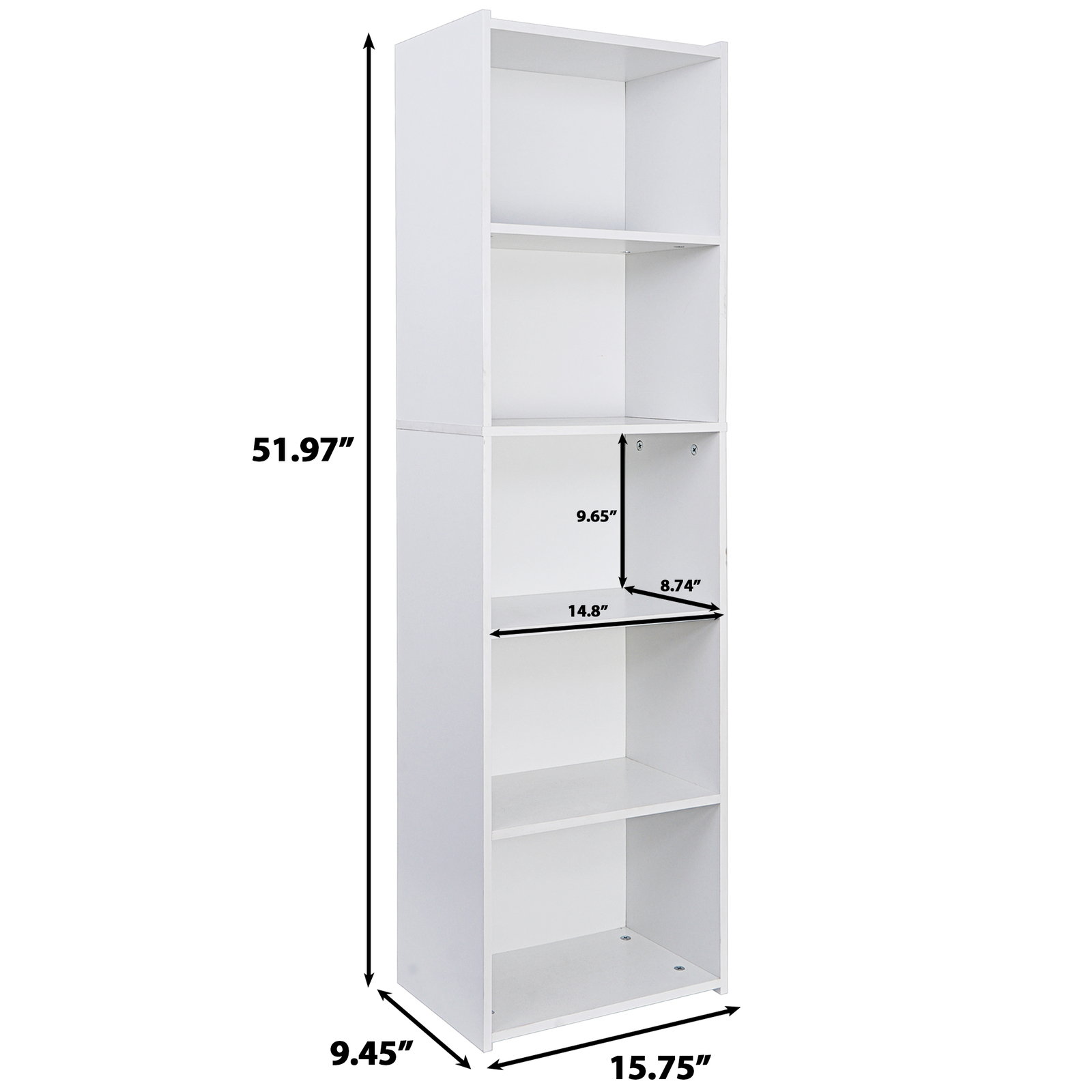 Modern 5-Tier Bookshelf Organizer MDF Storage Bookcase Bookshelf for Home Office gallery
