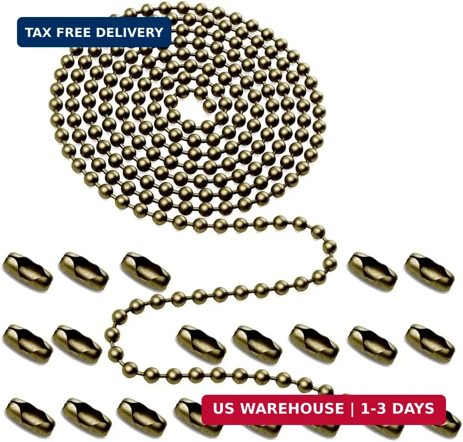 120+ Inch Ceiling Fan Pull Chain Extension Bronze 3mm Ball Chain with Connectors gallery