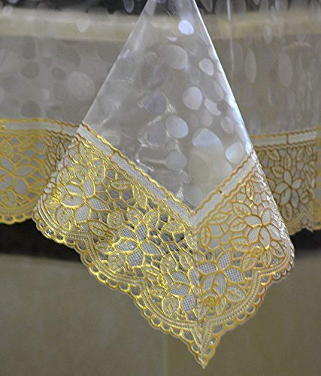 Dining Table Cover PVC Golden Lace Stone Print Table Cover Dining Table Cov gallery