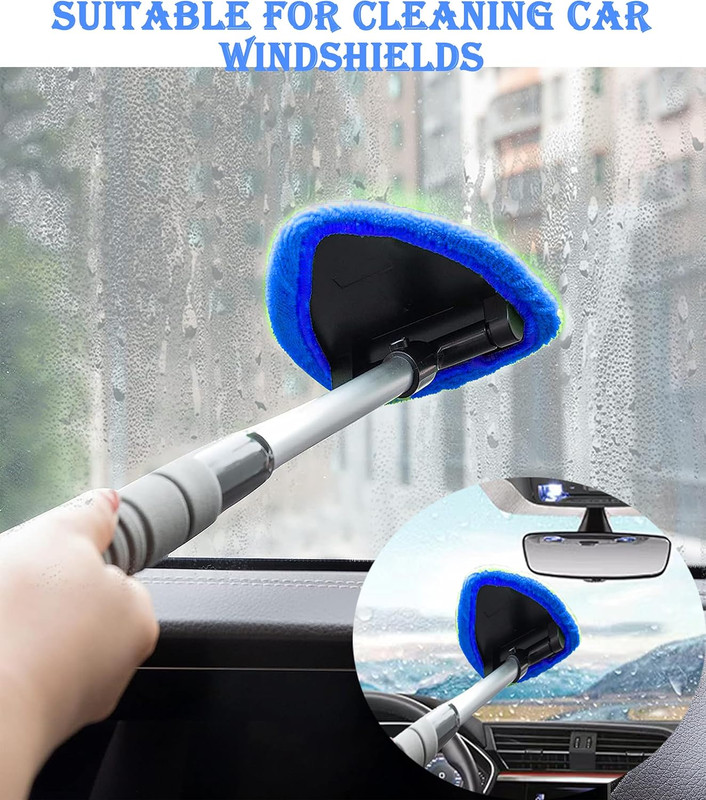 Windshield Cleaner Tool With Reusable Microfiber Pads - Car Window Glass Wipe... gallery