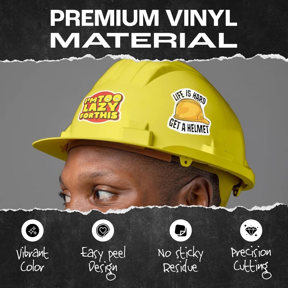 200 PCS Hard Hat Stickers for Adults - Vinyl & Waterproof Funny Stickers, Ideal gallery