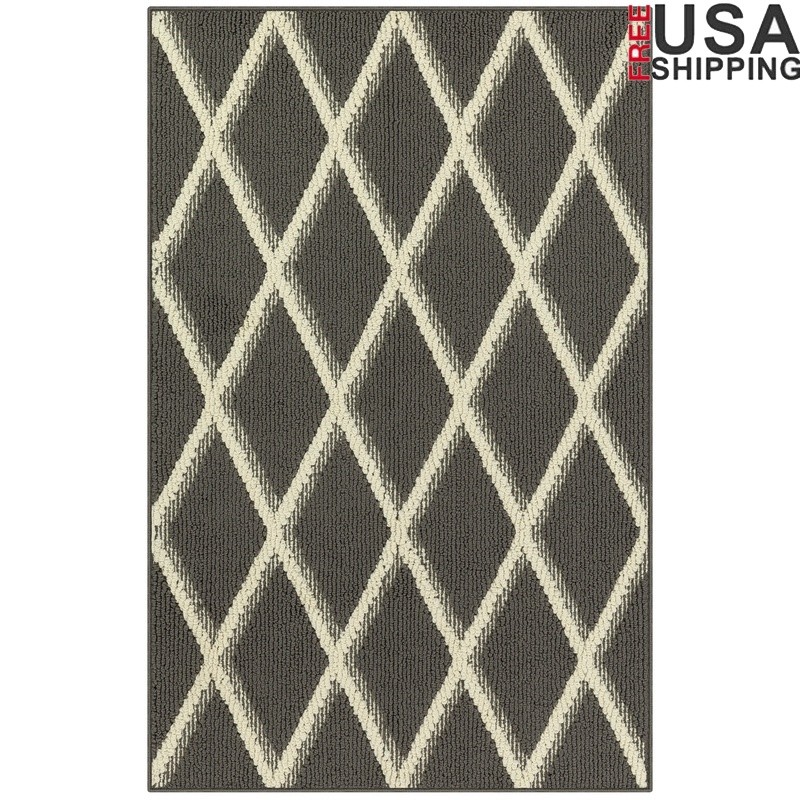 Diamond Geometric High Low Pile Gray Indoor Accen gallery