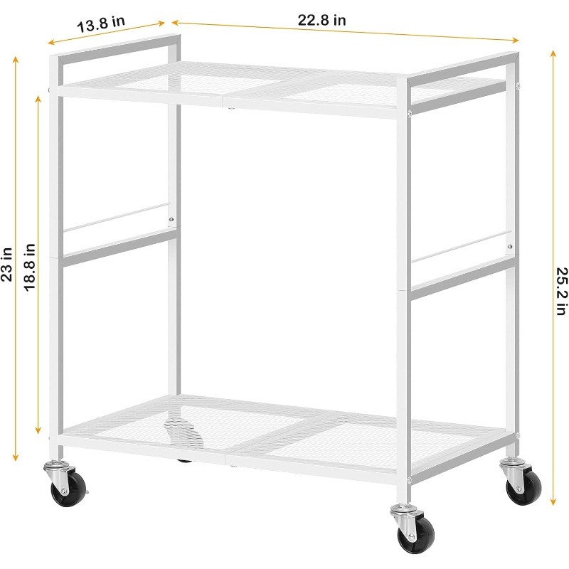 2 Tier Mobile Printer Stand with Storage Under Desk for Home & Office, White gallery
