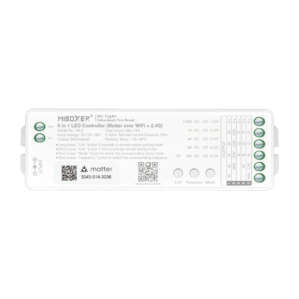 MiBOXER ML5 5-in-1 WiFi LED Controller with Matter Support RGB+CCT Smart Home Ap gallery