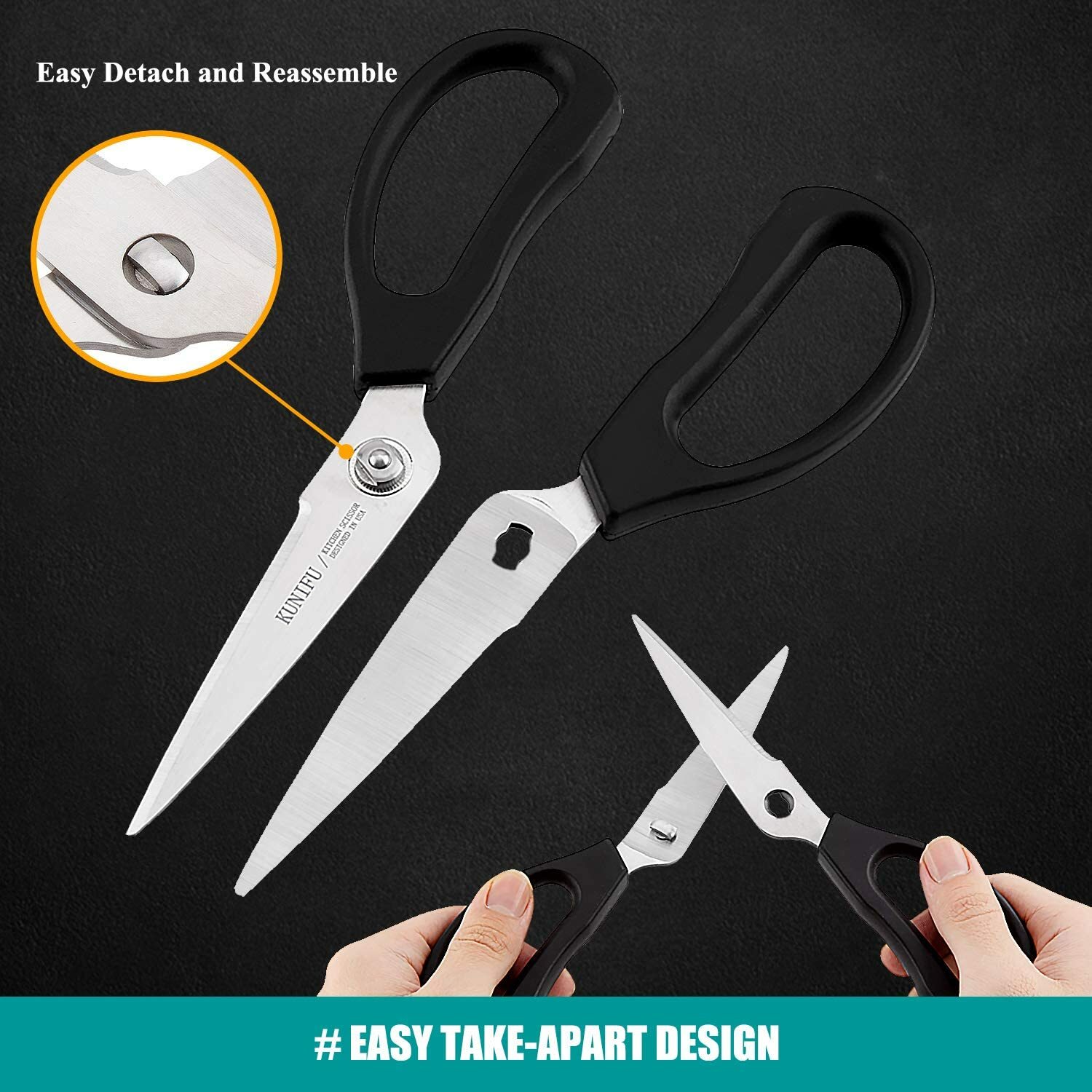 KUNIFU Professional Multi Purpose Kitchen Shears Come Apart Heavy duty Stainless gallery