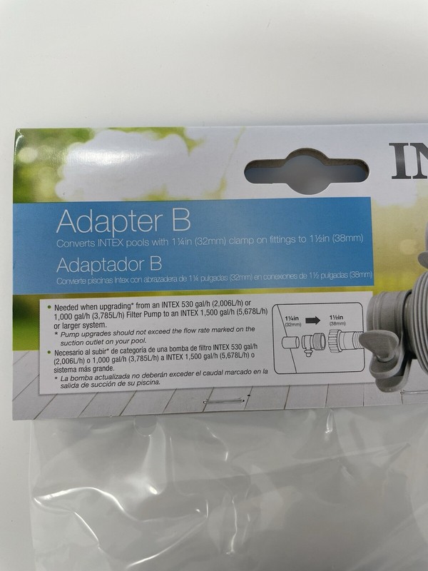 Intex Pool Hose Adapter B Pool 1.25-1.5 Clamp On Fittings 29061E Gray 2pk X 2 gallery