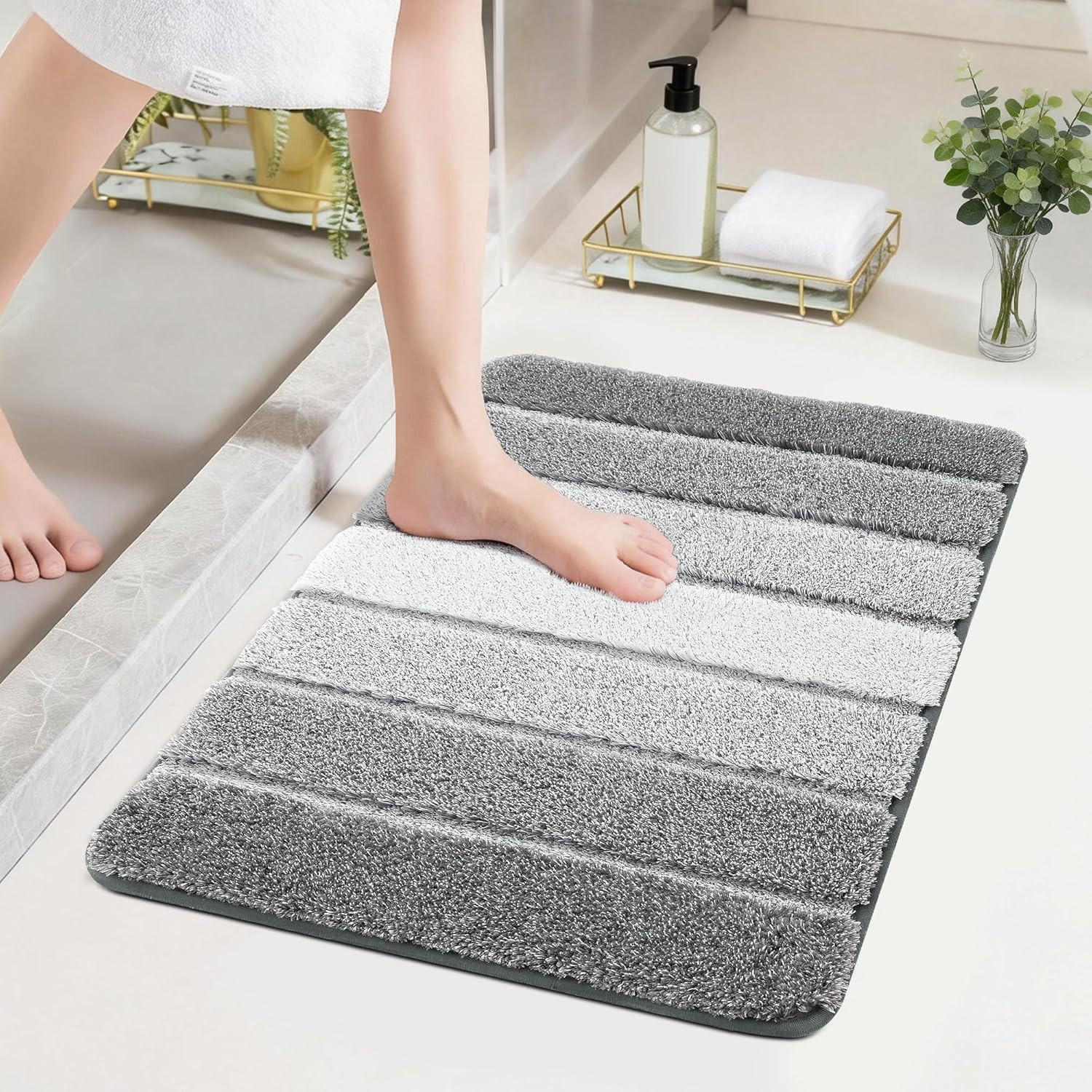 Bathroom Rugs 24 X 17, Ultra Soft Absorbent Bath Mat, Non-Slip TPR Backing Stays gallery