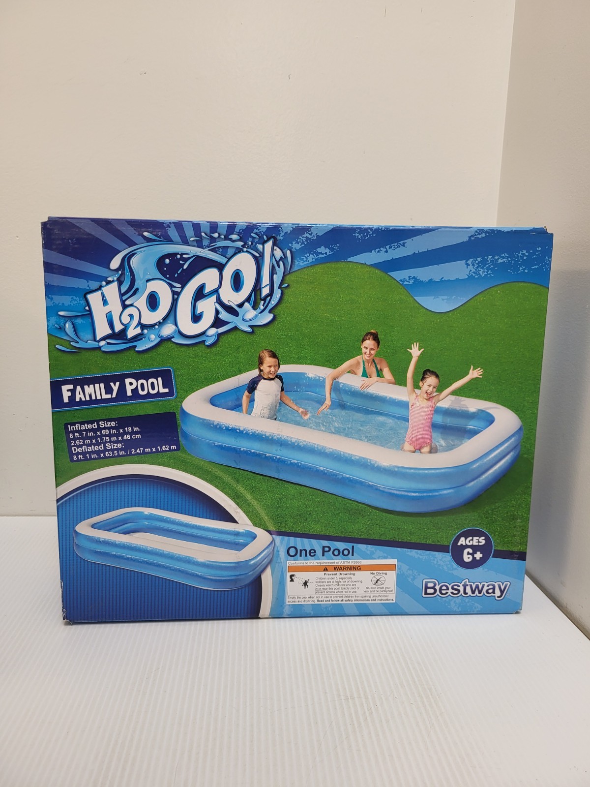 Bestway H2O Go Rectangular 186 Gallon Kids Pool - 8ft x 69in x 18" gallery