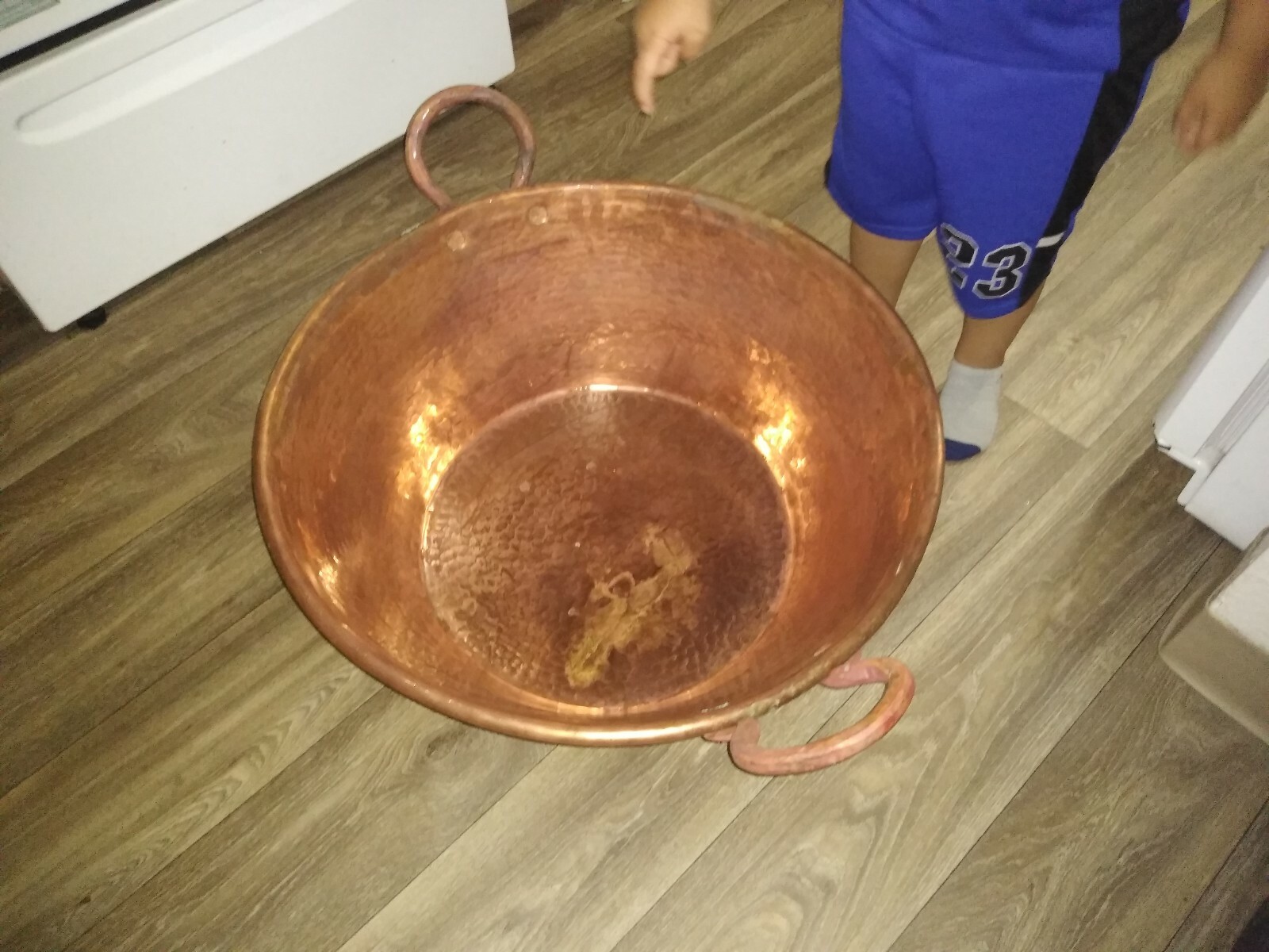 Mexican Pure Copper Pot for Carnitas/candy/jam. Cazo. 18 inches wide. gallery