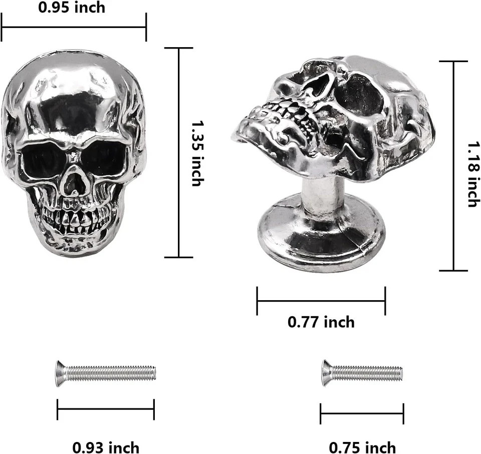 6 Pack Skull Skeleton Drawer Knobs, Vintage Single Hole Cabinets Pulls for Dr... gallery
