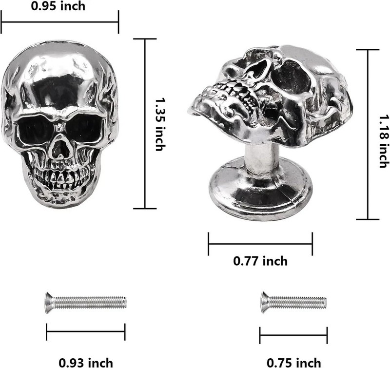 6 Pack Skull Skeleton Drawer Knobs, Vintage Single Hole Cabinets Pulls for Dr... gallery