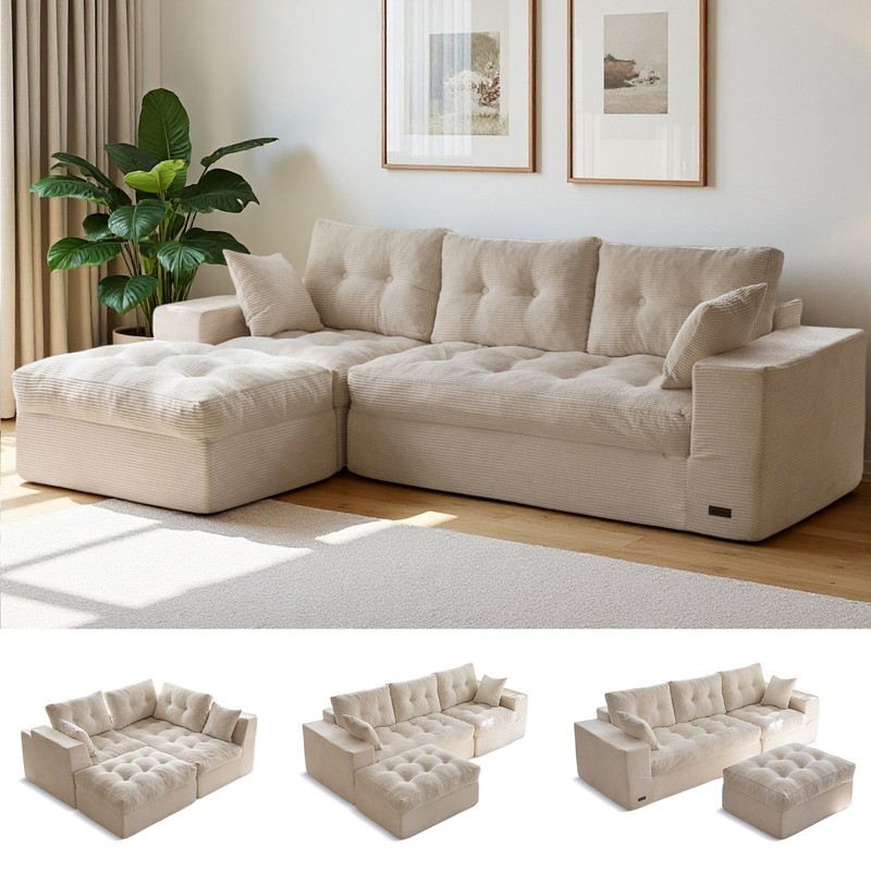 MAXYOYO 104"Modular Sectional Cloud Couch with Ottoman,Oversized Boneless Couch gallery