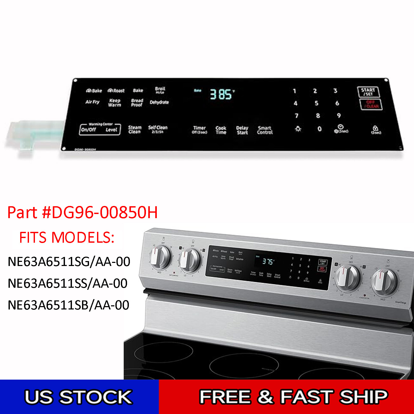 DG96-00850H Range Membrane Switch Touchpad Control Touch Panel Fit For Samsung gallery