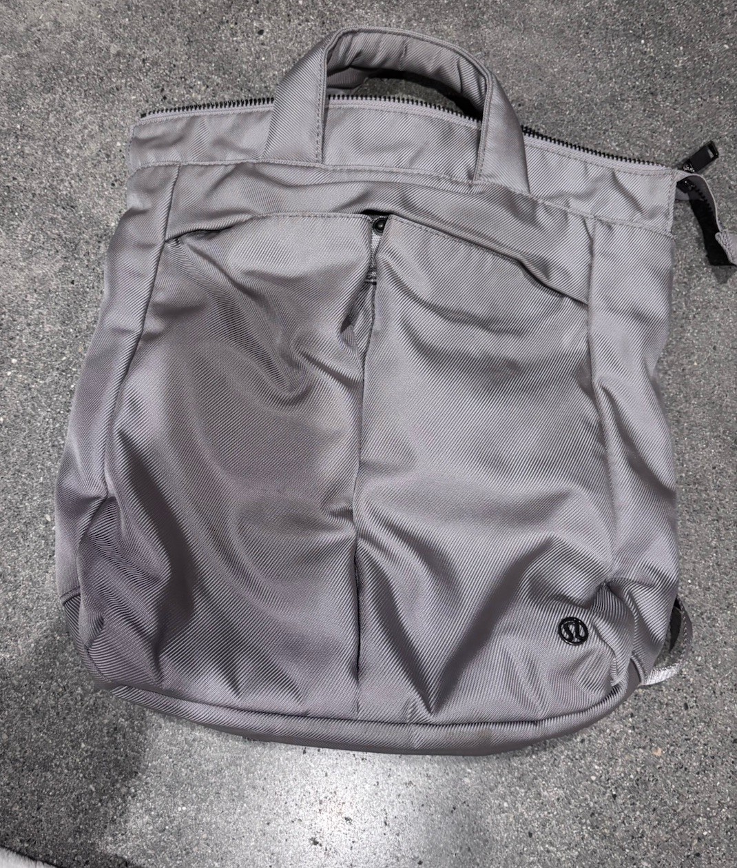 Grey Lululemon Square Multi-pocket Backpack with Adjustable Straps