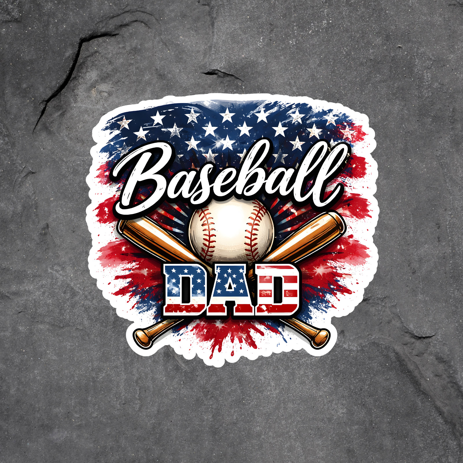 Baseball Dad Sticker Vinyl Decal Patriotic Sports Dad Gift USA Baseball gallery