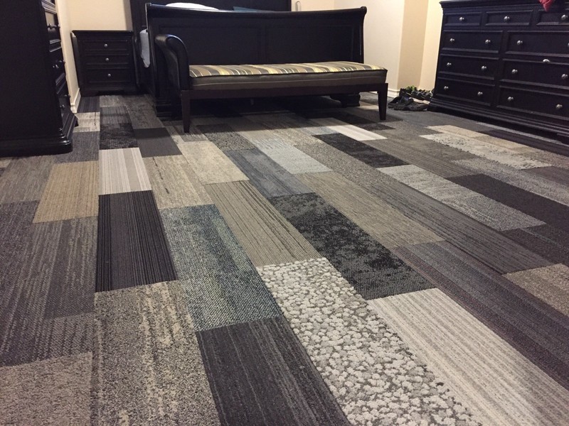 New Shaw Carpet Tile Planks Modular Gray Black Silver 90 sq ft + 9X36 or 18X36 gallery
