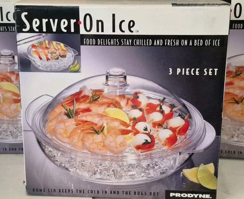 NEW Prodyne 3pc Set "Server On Ice" Dome Lid, Acrylic Food Chiller gallery