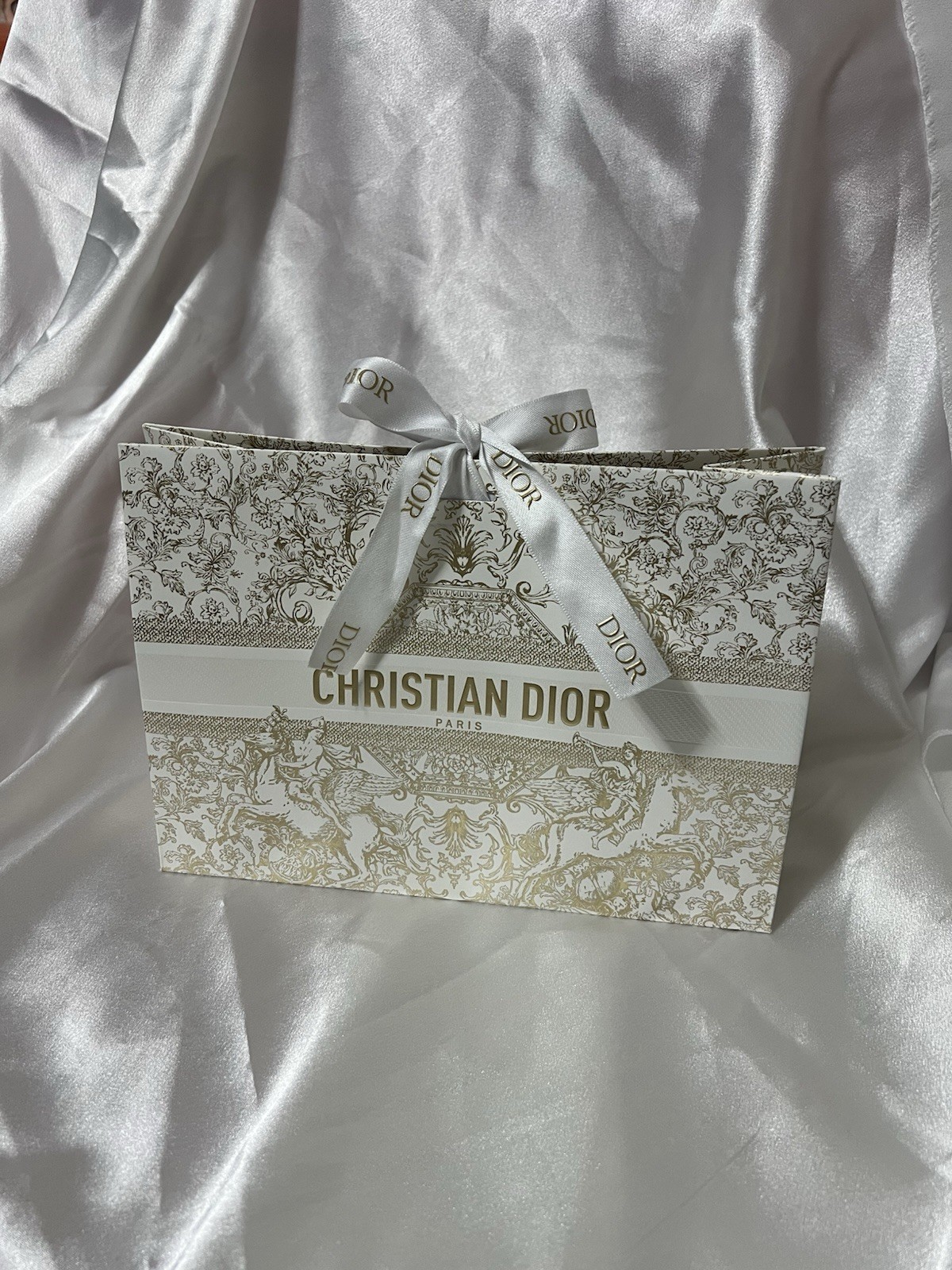 Dior Gift Bag Textured Paper Holiday Limited Edition L 9.5 x H 7 x D 3.5" gallery
