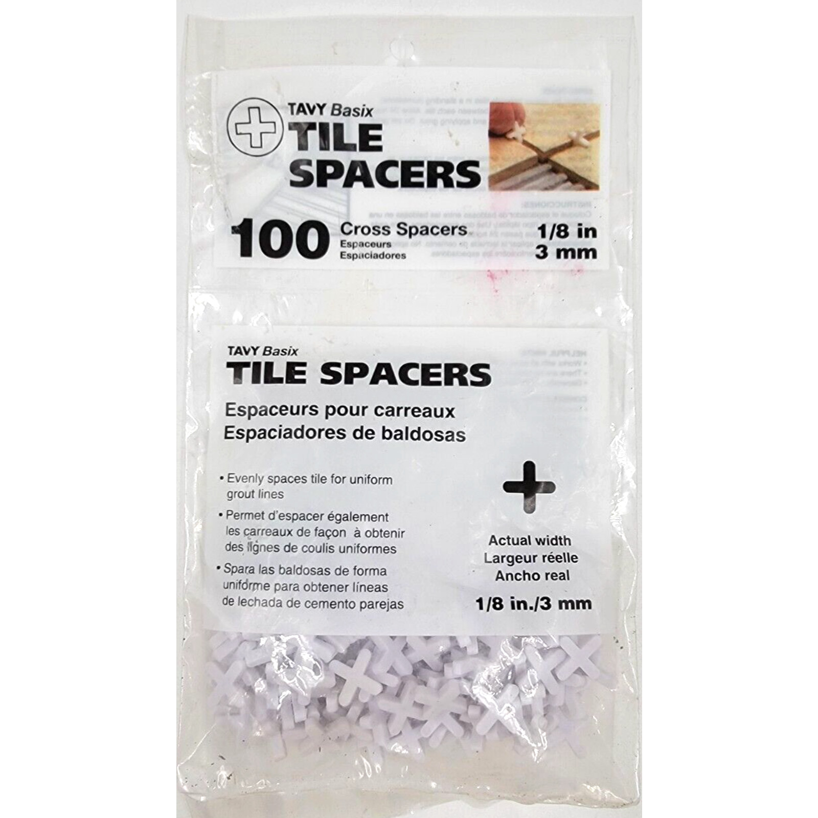 TAVY Basix 1/8" 3mm Plastic Tile Cross Spacers 100 Count gallery