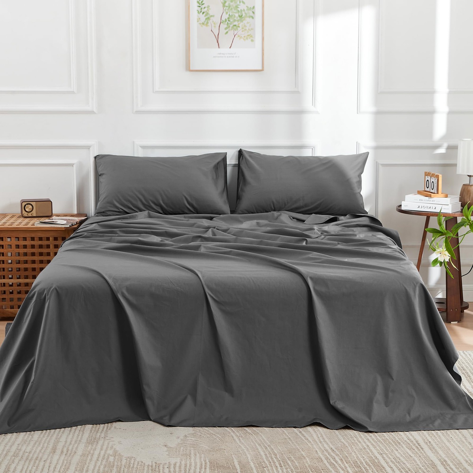 DOZ 100% Long Staple Cotton Sheet Sets, Classic Crisp Percale Weave, Breathab... gallery