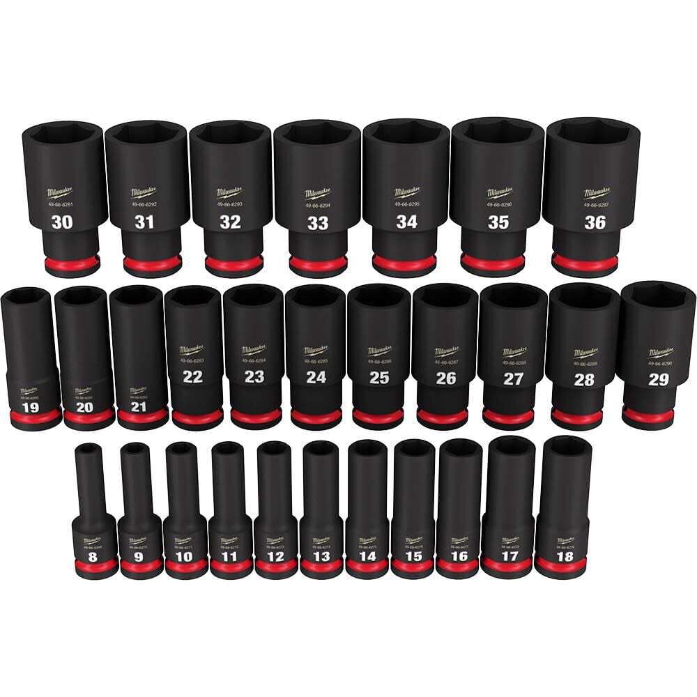 Milwaukee Impact Socket 1/2In Drive Metric Deep 6 Point 29Pc gallery