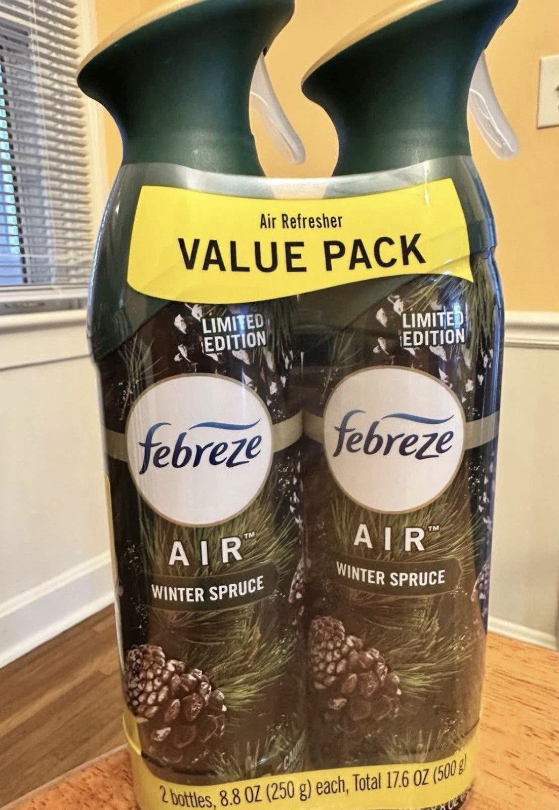 Febreze Limited Edition Spray Winter Spruce 2 Cans Each 8.8 Oz Eliminates Odors gallery