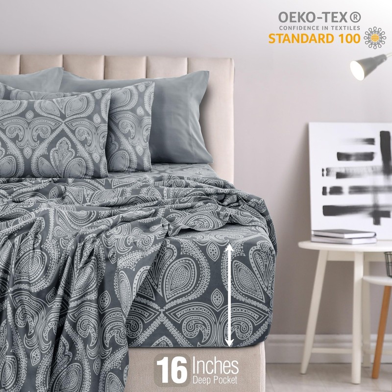 Lux Decor Full Size Bed Sheets Set, 6-Pc Cooling Bed Set, Breathable Hotel Style gallery