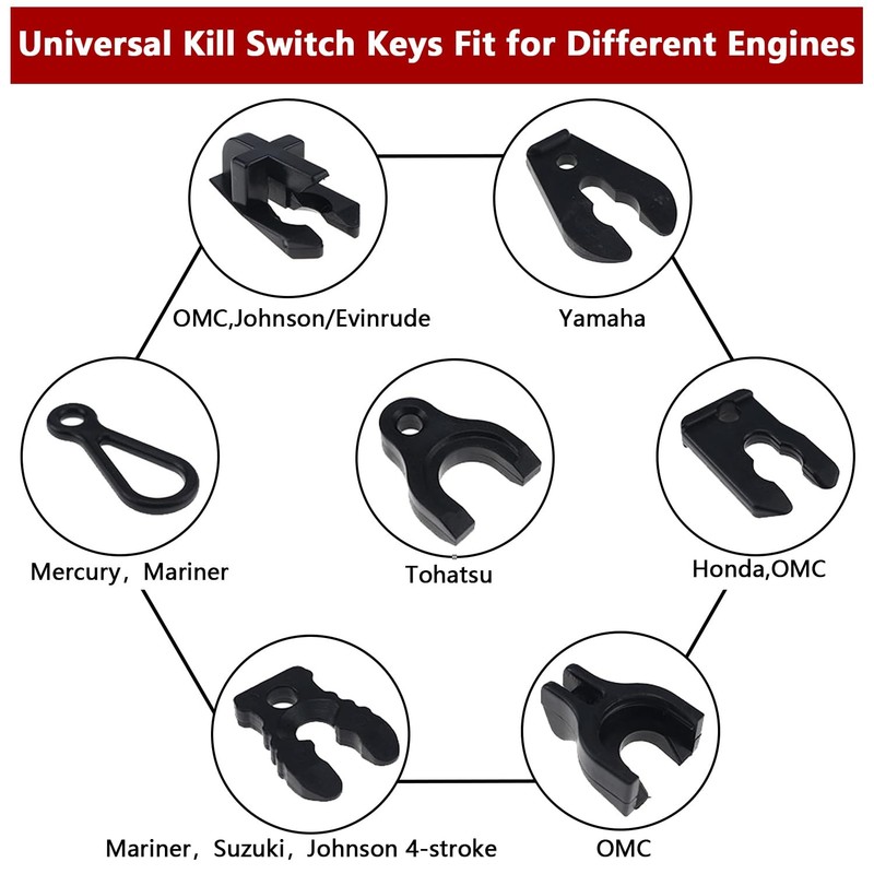 Universal Boat Kill Switch Lanyard – 7 Keys for Yamaha Mercury Suzuki Outboard gallery