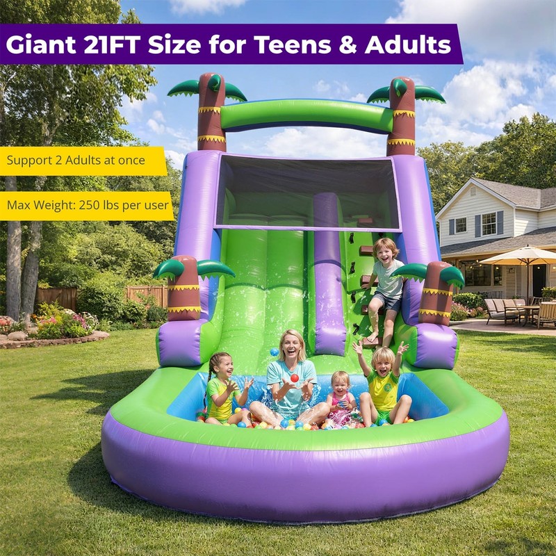 100% PVC Commercial Tropical Inflatable Water Slide Bounce House with Blower gallery