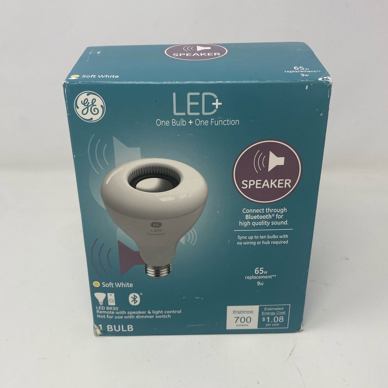 GE LED+ BR30 Soft White Bluetooth Speaker Bulb + Remote, 700lm gallery