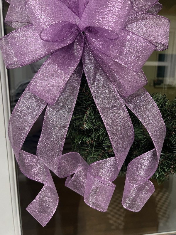 Handmade Sheer Sparkly Purple Spring Summer Fall Easter Church Bow Wreath Decor gallery