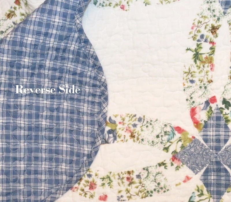 BLUE WEDDING RING Full Queen QUILT SET : COTTAGE ROMANTIC COUNTRY FLORAL GARDEN gallery