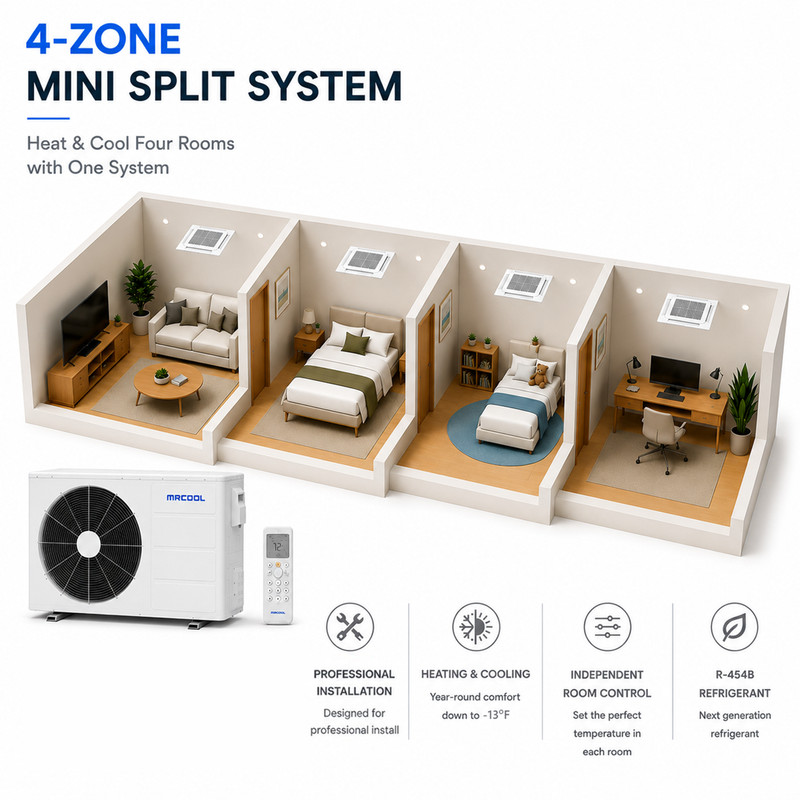 MRCOOL Olympus 4 Zone Ceiling Cassette Mini Split AC Heat Pump System gallery