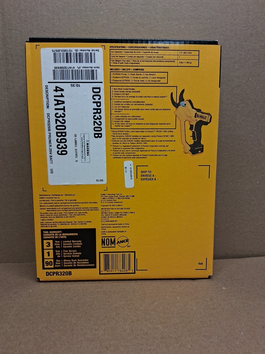 DEWALT DCPR320B 20V MAX 1.5" Cordless Pruner - Yellow gallery