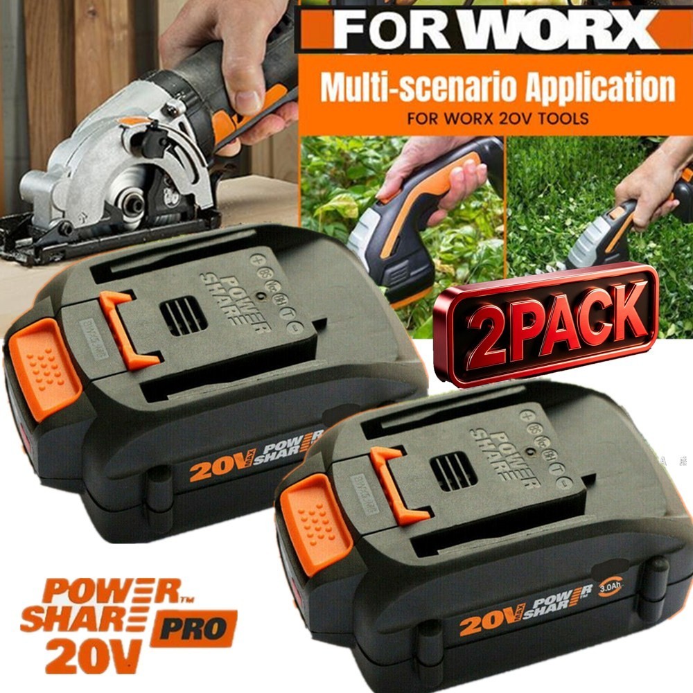 2pack For WORX 20V MAX Extend Lithium Battery 20 Volt WA3520 WA3525 / Charger gallery