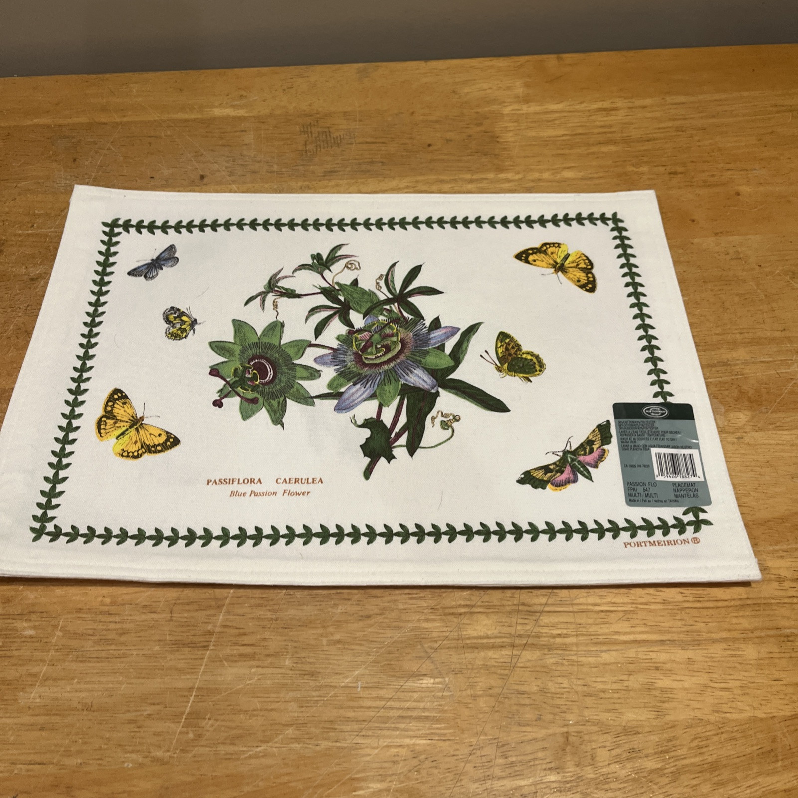 Portmeirion Botanic Garden Blue Passion Flower Placemat 18x13 Cotton Blend NEW gallery