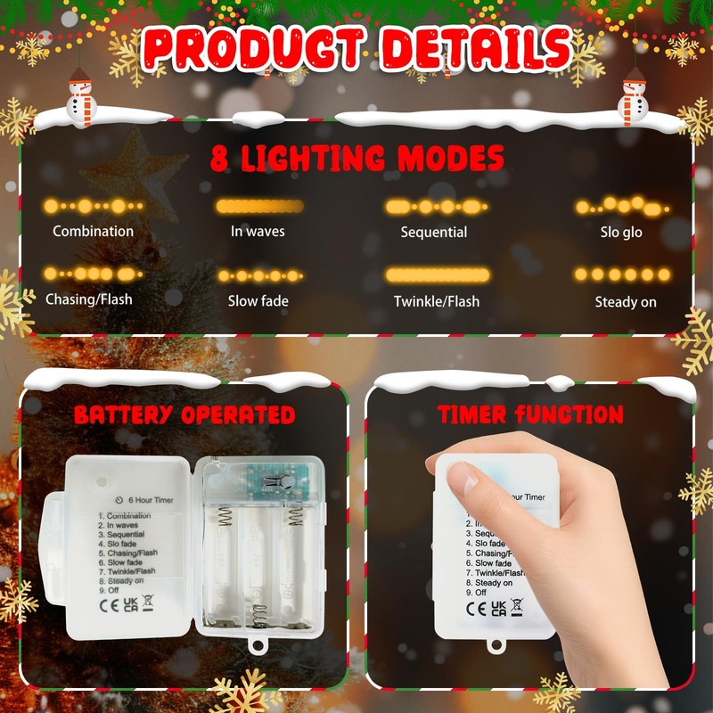 Christmas String Lights Decorations, 9.8FT 20 LED Christmas Fairy Lights, Bat... gallery