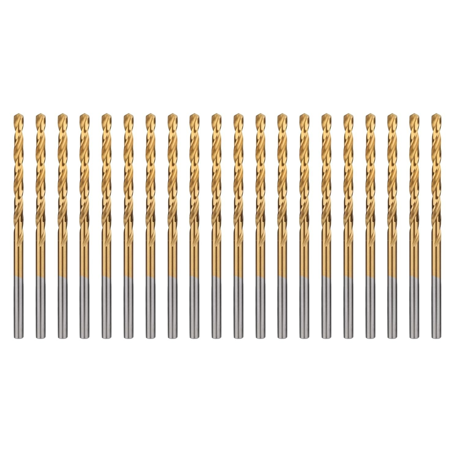 20 Pc 1/8" Titanium Coated HSS Drill Bits 118° Point Wood Metal Plastic gallery