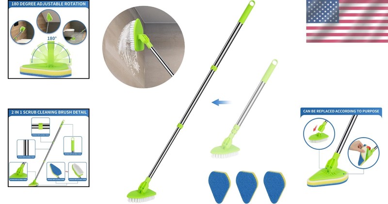37" Extendable 2-in-1 Scrub Brush with Detachable Heads for Effortless Cleaning gallery