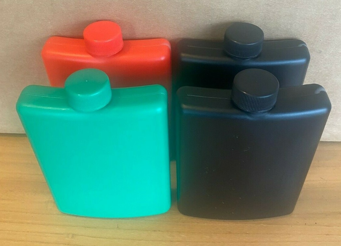 4 Pack - Multi Color - Plastic Alcohol Flask - Free Shipping gallery